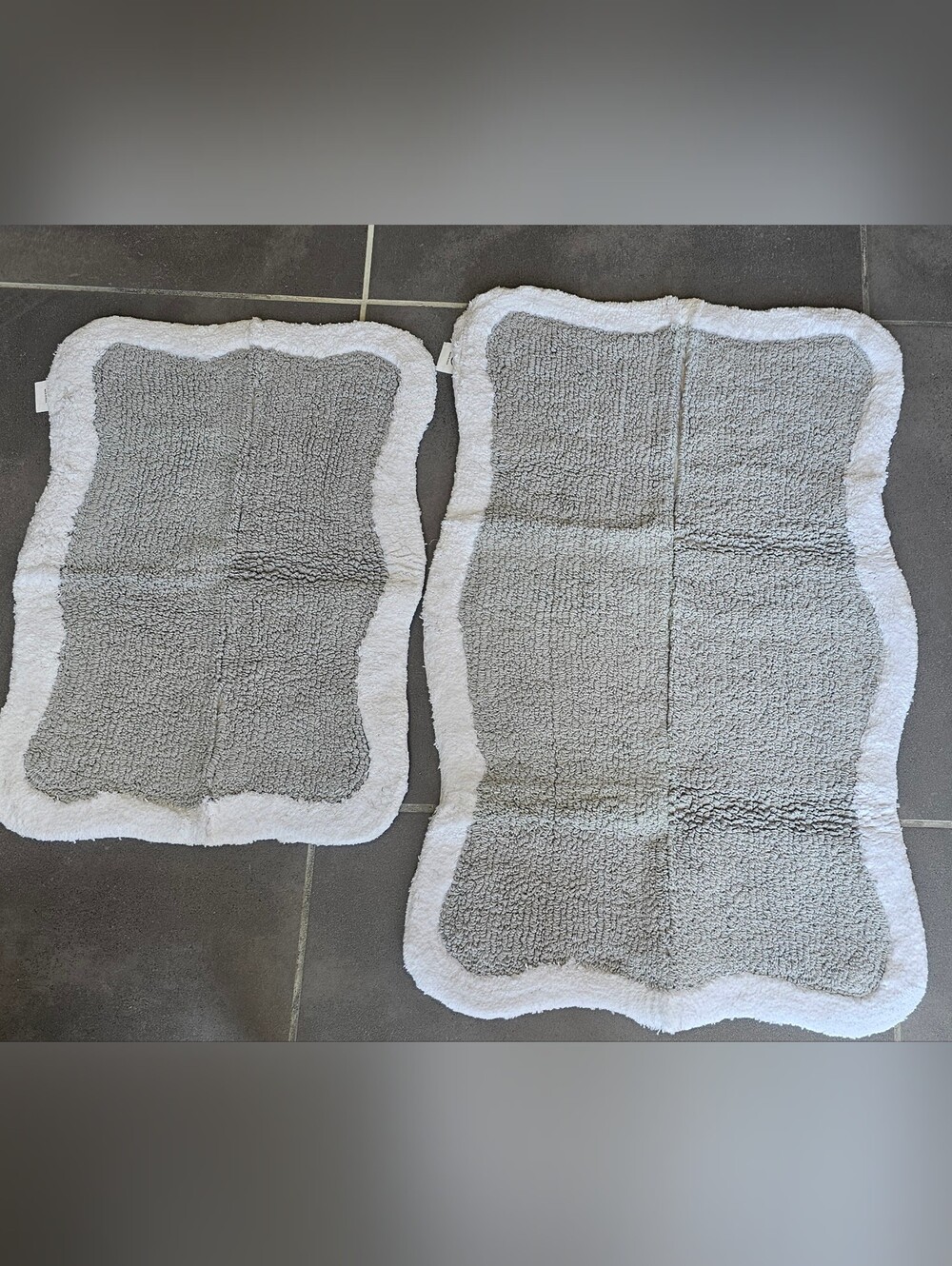 Max Walkins Luxury Cotton Bath Rug Set - Grey/White 2-Piece (17x24, 21x32)